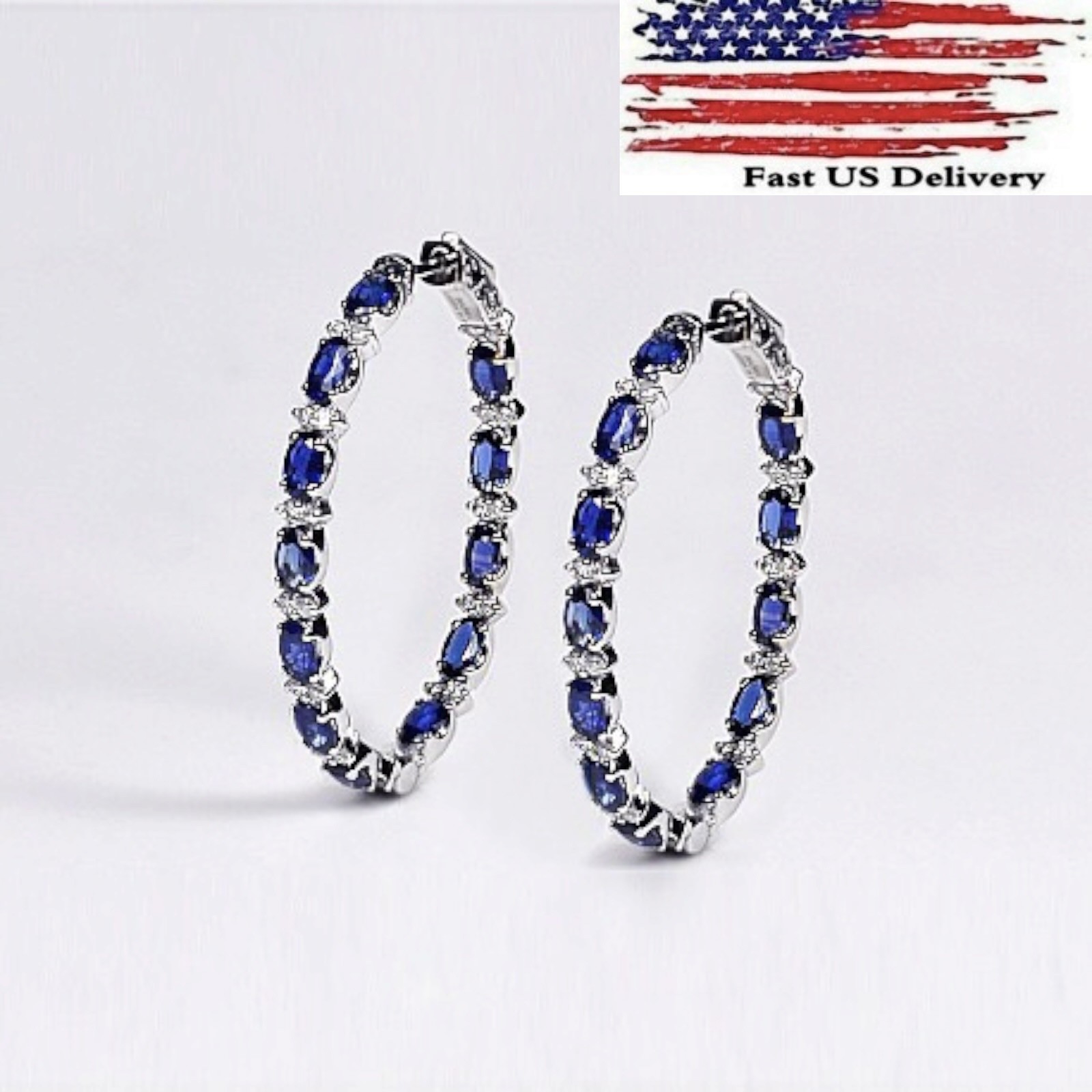 Elegant Hoop Earring Women 925 Silver Cubic Zircon Jewelry Gift B87
