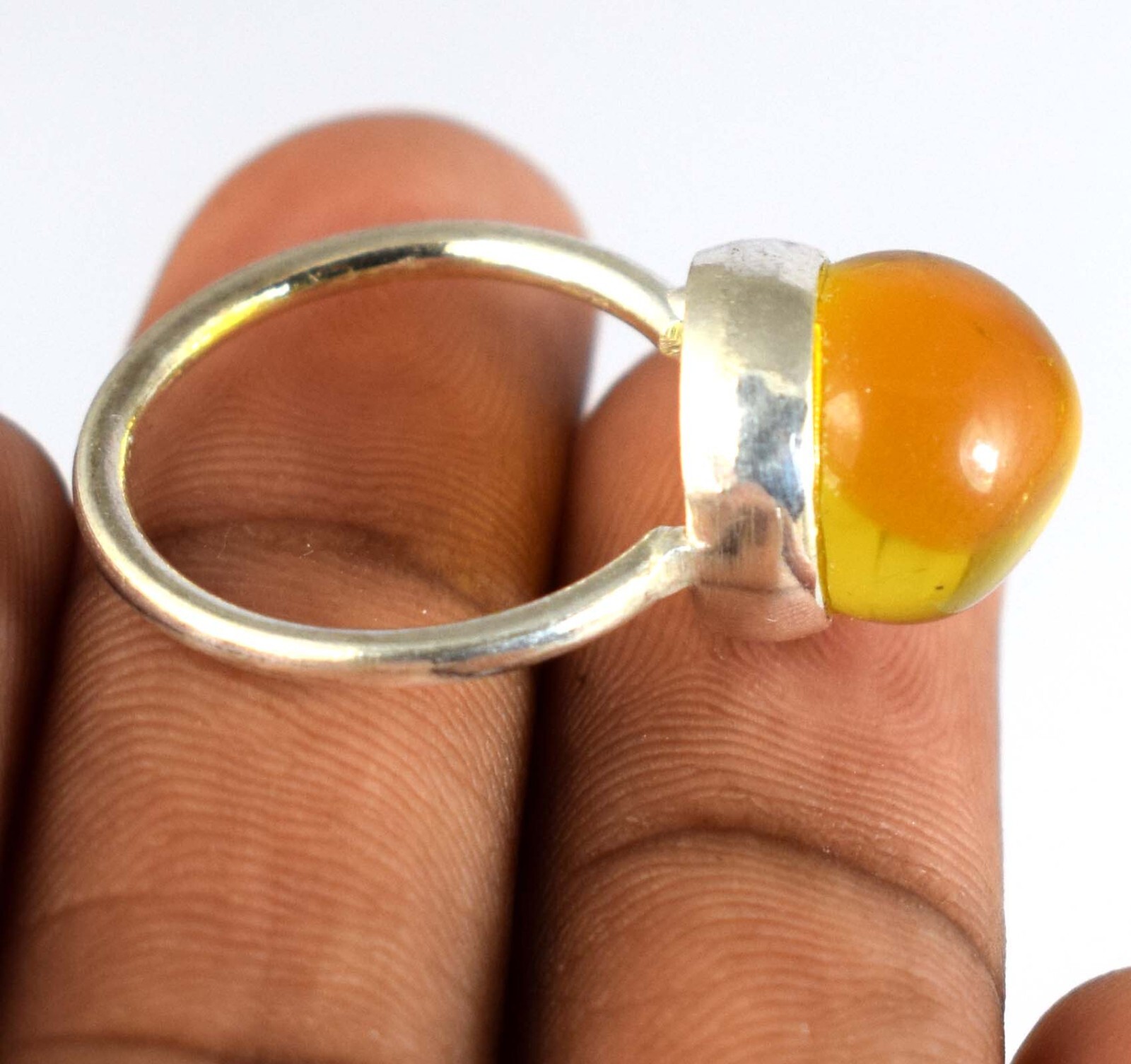 Brazilian 21.25 Ct Yellow Topaz Gemstone Round Ball Ring Premium Collection