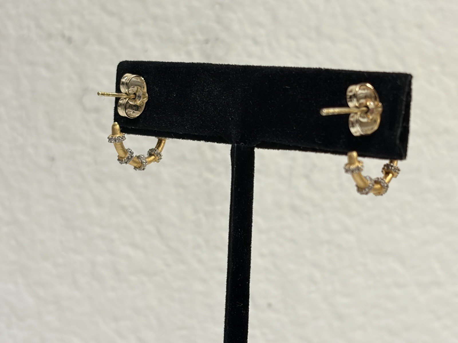 Freida Rothman Sterling Silver Push Back Hoop Earrings Gold and Silver Tone