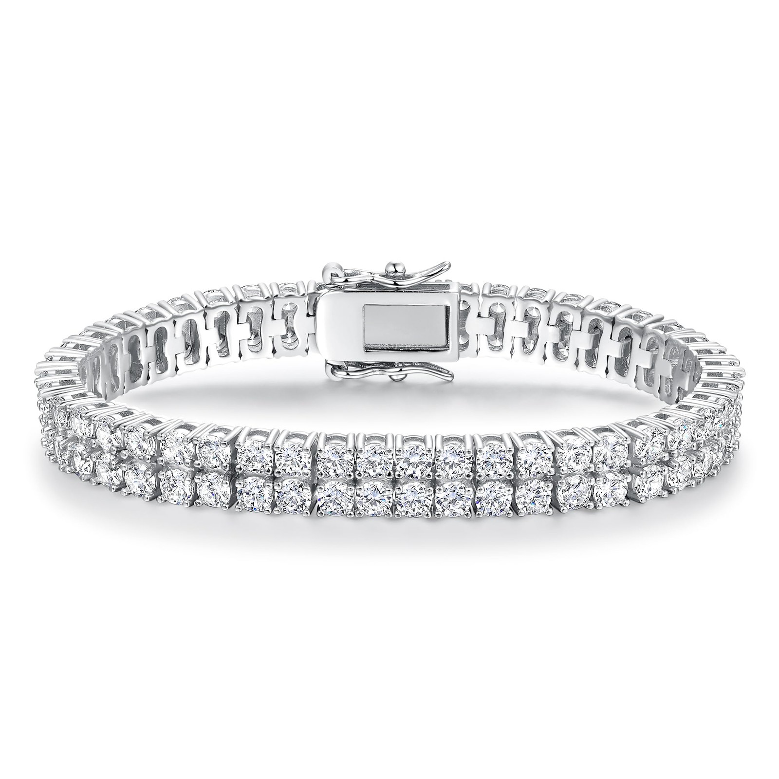 2 Rows Tennis Bracelets for Women Men – 18K White Gold Plated