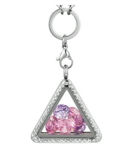 Stainless Steel Triangle Locket Pendant Necklace W/ Chain