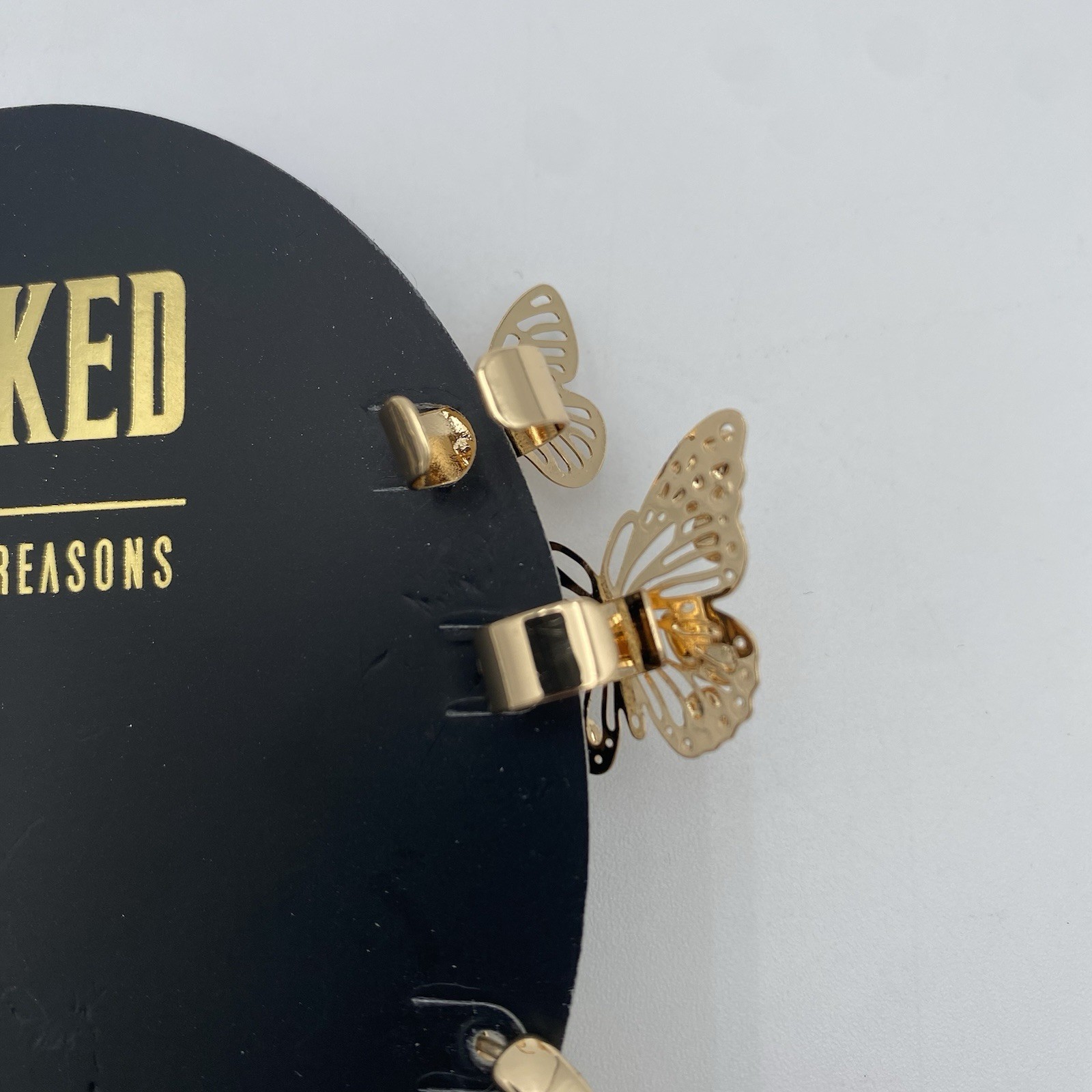 Wicked 8 Other Reasons Revolve Earrings & Ear Cuffs Set Butterfly Gold CZ Stones