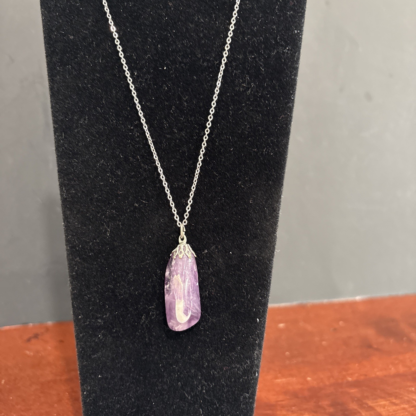Polished Amethyst Crystal Pendant Necklace