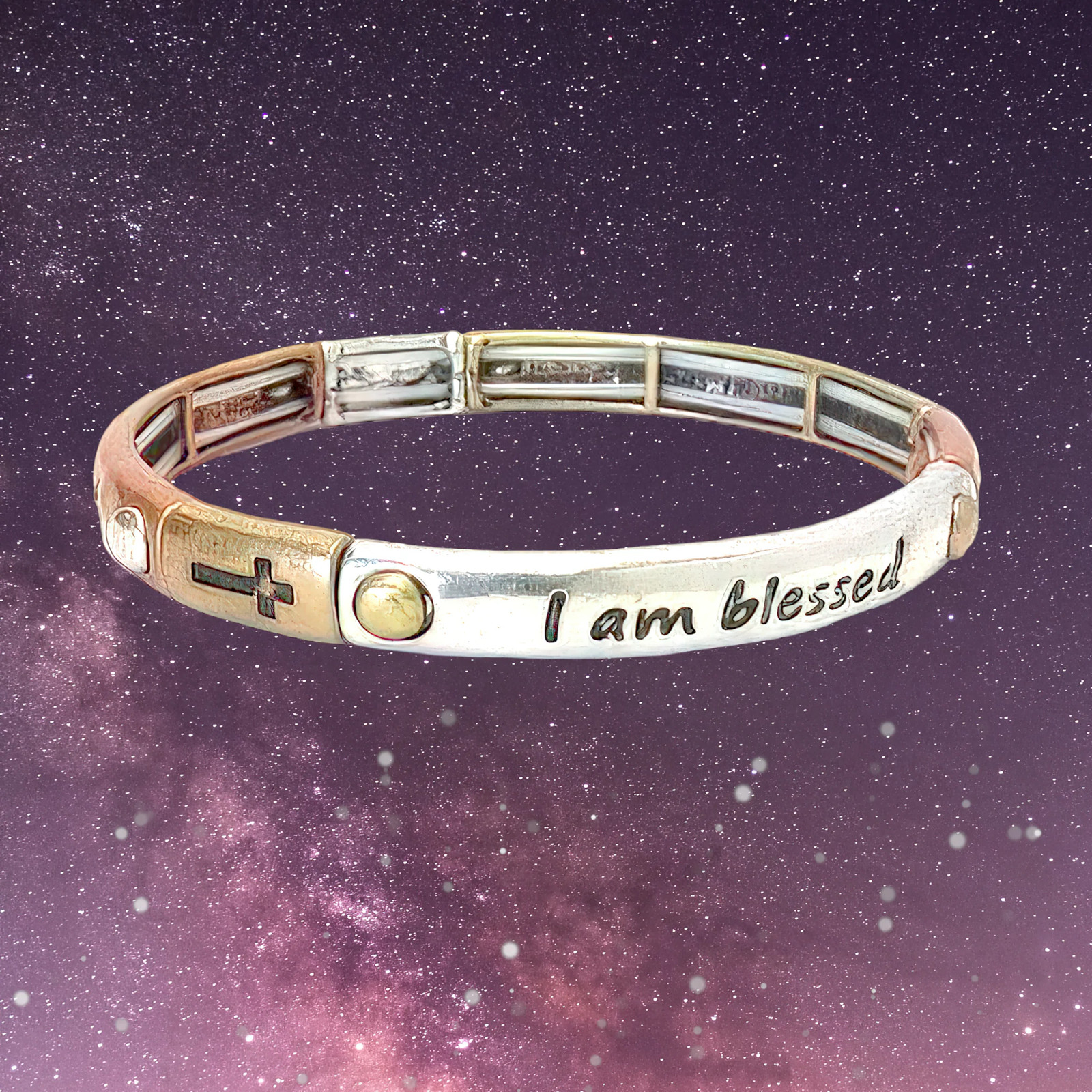 Metal Stretch Bracelet “I Am Blessed”