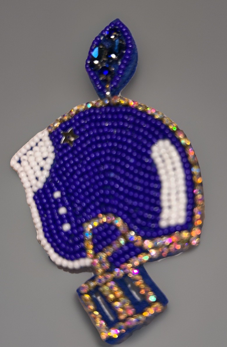 Cowboys Earrings Beaded Football Fan Jewelry Blue White Adult / Teen Nickel Free