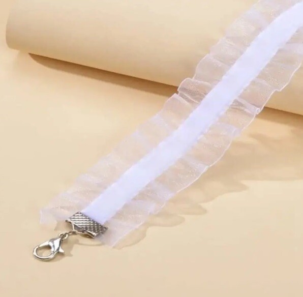 New Fashion Ladies Women Elastic Black,white Ruffle LACE Chakor Necklace party