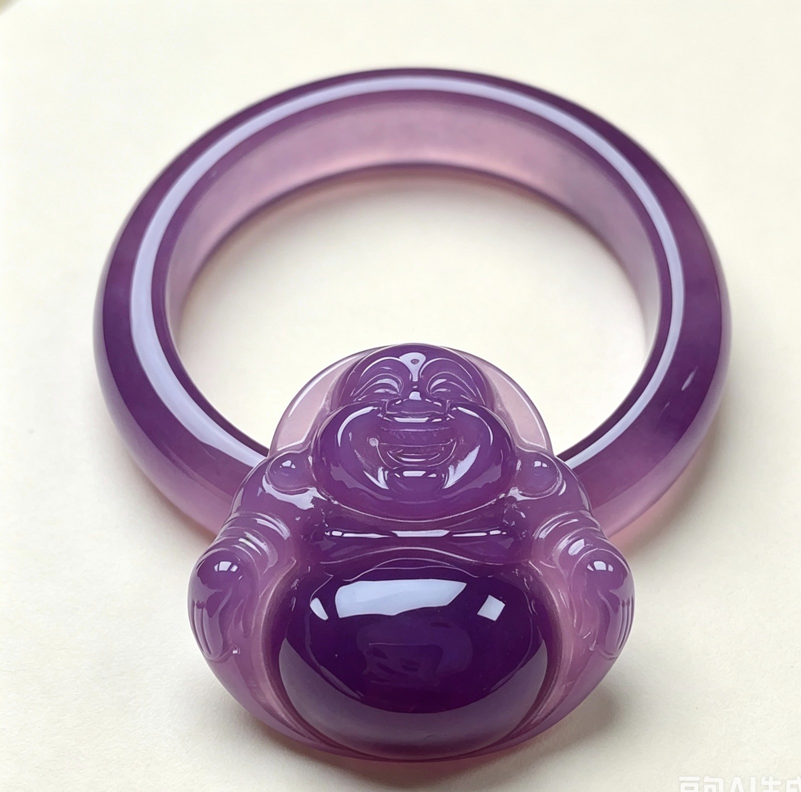 Nature ice Purple Myanmar Jade jadeite bracelets Bangle 58mm Maitreya Buddha