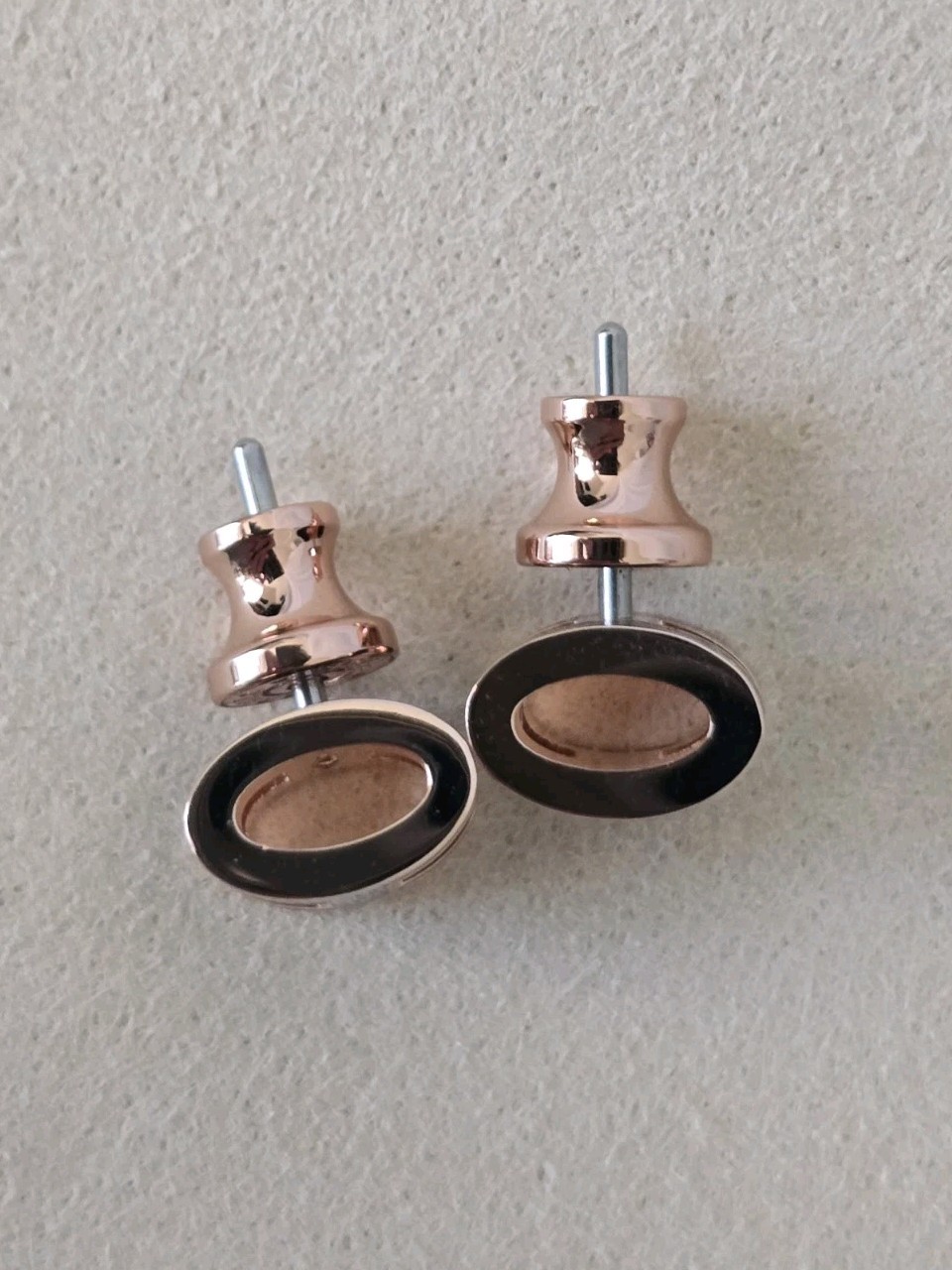Hermès Mini Pop H Earrings Black Lacquer Rose Gold Plated RGHW Studs + COA