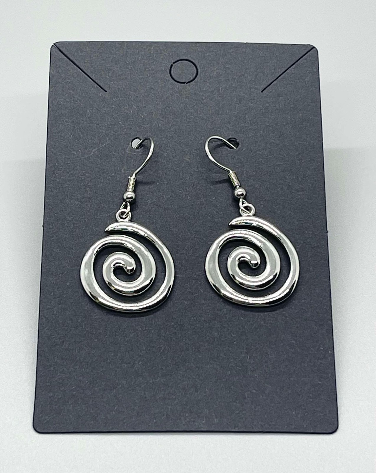 Stainless Steel Spiral Earrings No Tarnish Silver Vortex Pendants ~ New USA