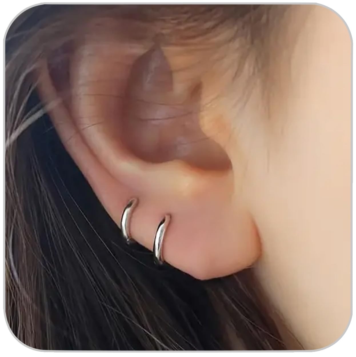 1 Pair 6mm Small Hoop Earrings for Women, 316L (Thickness: 1.6MM), Silver