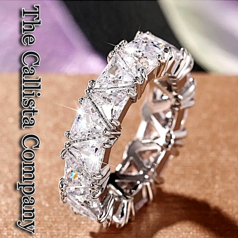 Best Seller LAB-CREATED 11.00 CTTW TRIANGLE CUT CLEAR 3A+ CZ RING SZ 5,6,7,8,9 *