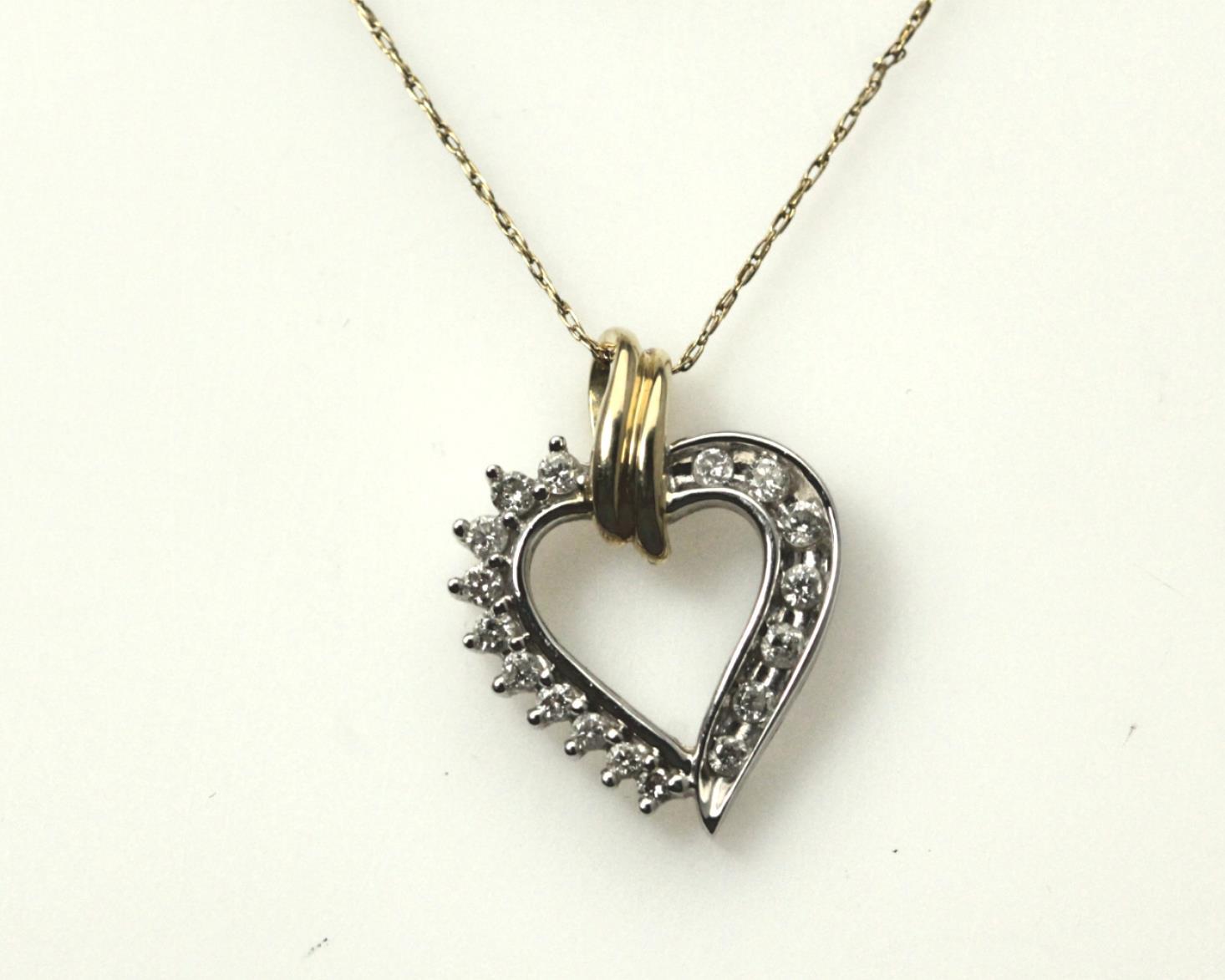 Diamond Heart Pendant & 20″ Chain Necklace 14K Gold 2.4 Grams (NEC3565)