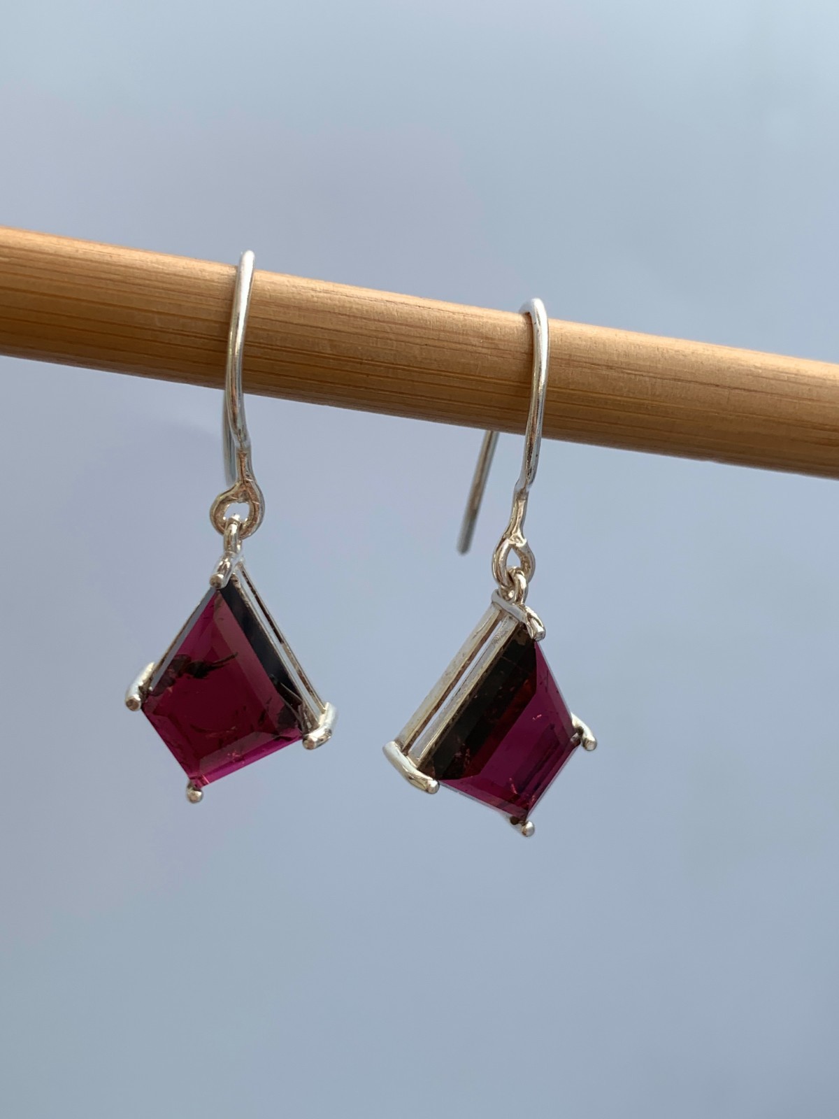 Pinkish Red Tourmaline Earrings: 925 Sterling Silver, Handmade Gemstone Jewelry