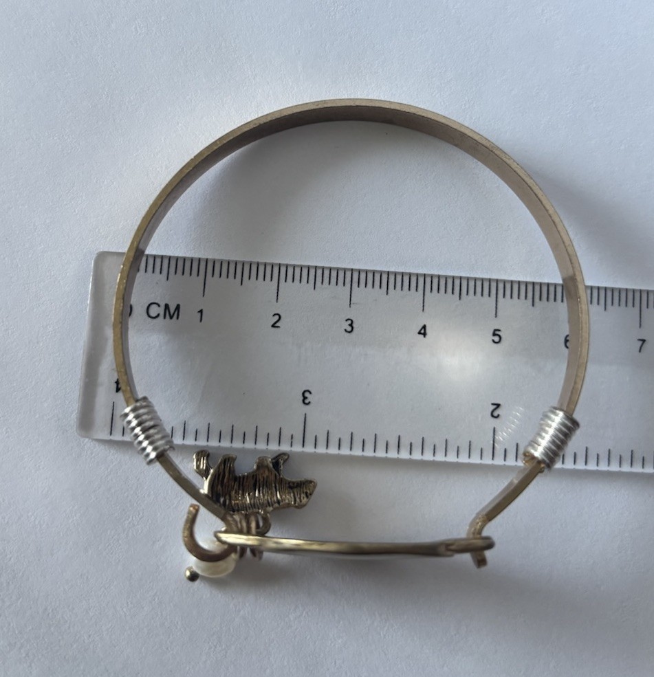 Silver Tone Mama Bear Dangle Charm Bangle Bracelet
