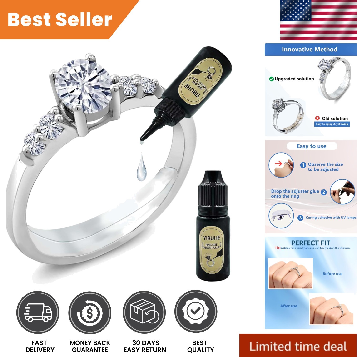 Invisible Glue Ring Spacer – Ultimate Adjuster for Loose Rings, 5.5 x 3.7 Inches