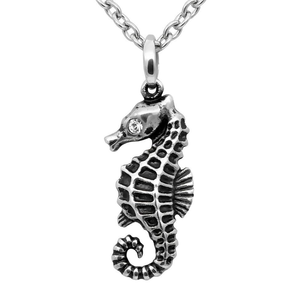 Mini Seahorse Necklace Ocean Animal Pendant Swarovski Crystals Jewerly Controse
