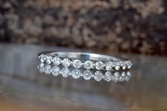 0.20 Ct Round Simulated Diamond Eternity Wedding Band 14K White Gold Over Silver