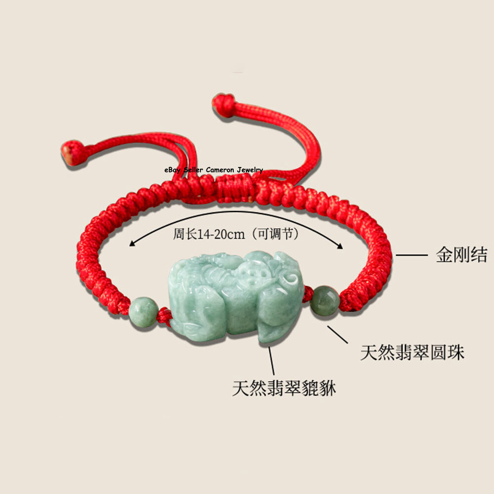 Real Grade A Natural Green Jade Jadeite Women Lucky Pixiu Beads Knitted Bracelet