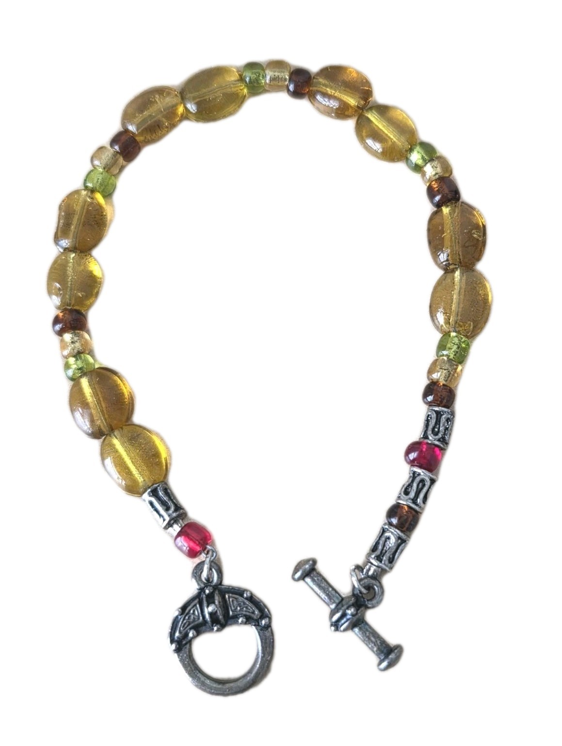 Yellow Beaded Bracelet- Fits Wrist Size 6 .75 In