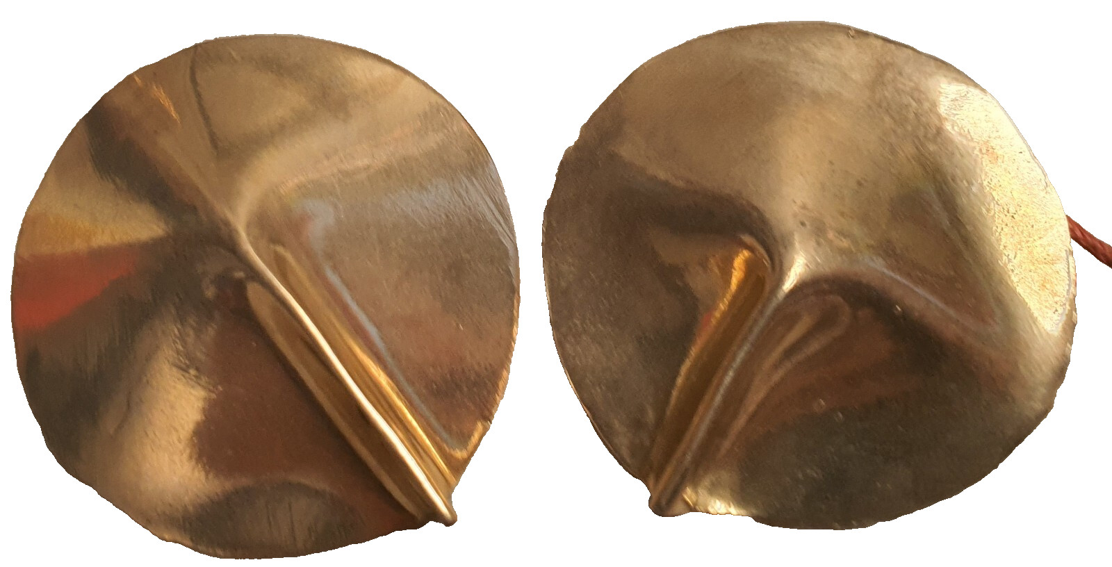 Handcraft Designer Miriam Nori Bronze Sculptural Disc Earrings 4cm Made in Italy