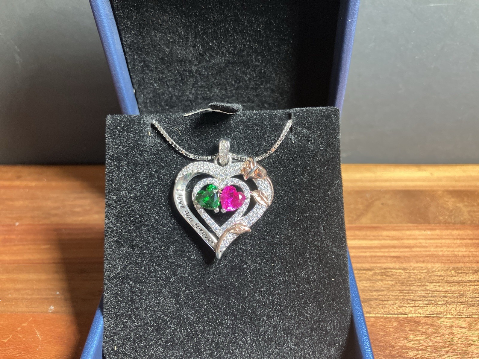 Brand New Sterling Silver Heart Pendant Necklace by IEFEL * I LOVE YOU FOREVER