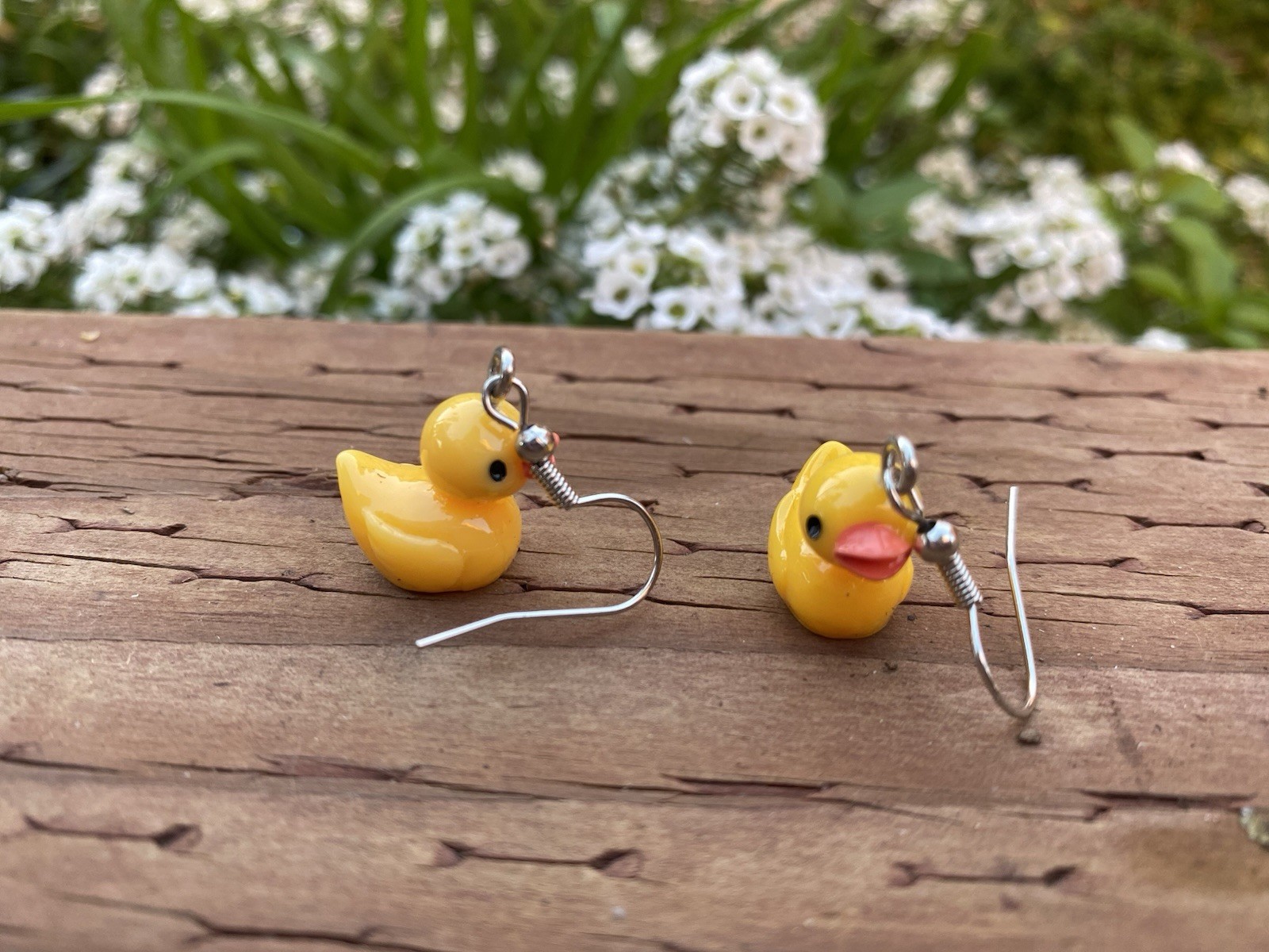Dangle Yellow Duck Earrings