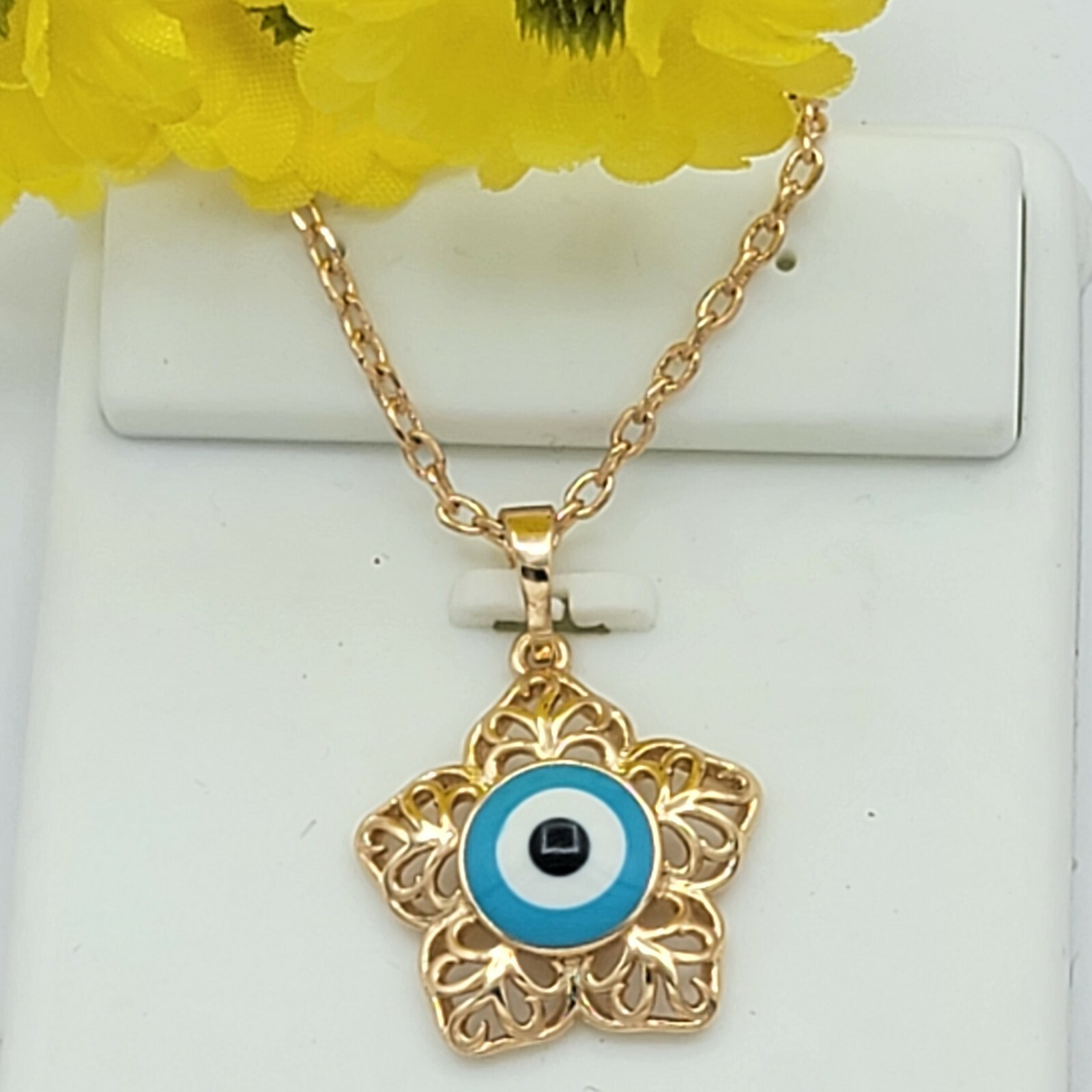 18K Gold Plated Clear Crystals Eye Set Pendant * Chain * Earrings.