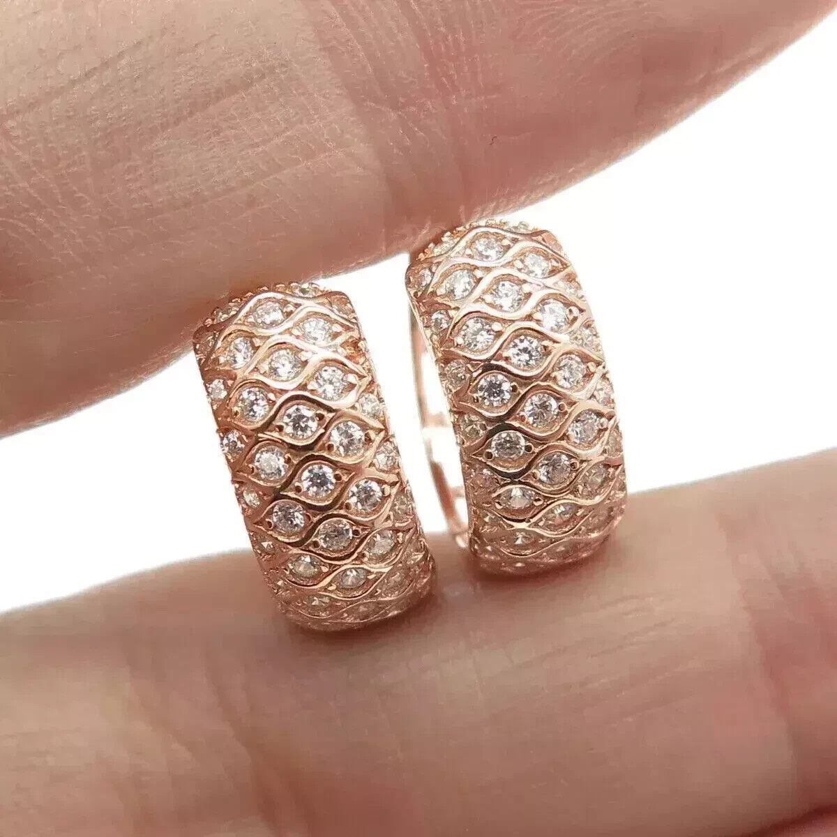 Hoop Women’s Earring 2Ct Round Cut Simulated Diamond 14K Rose Gold Plated
