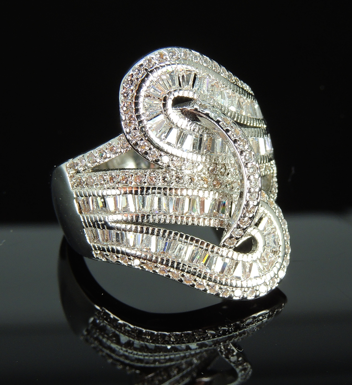 Priscilla Statement Ring Baguette Cubic Zirconia Womens Ginger Lyne Collection