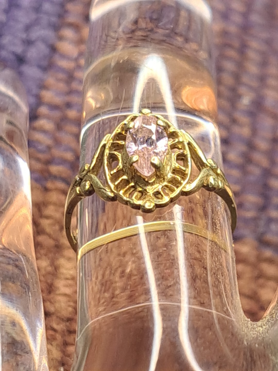 Ring 1 Carat Pink Gemstone Ring in 10K Solid Yellow Gold Size 6.5 11-14