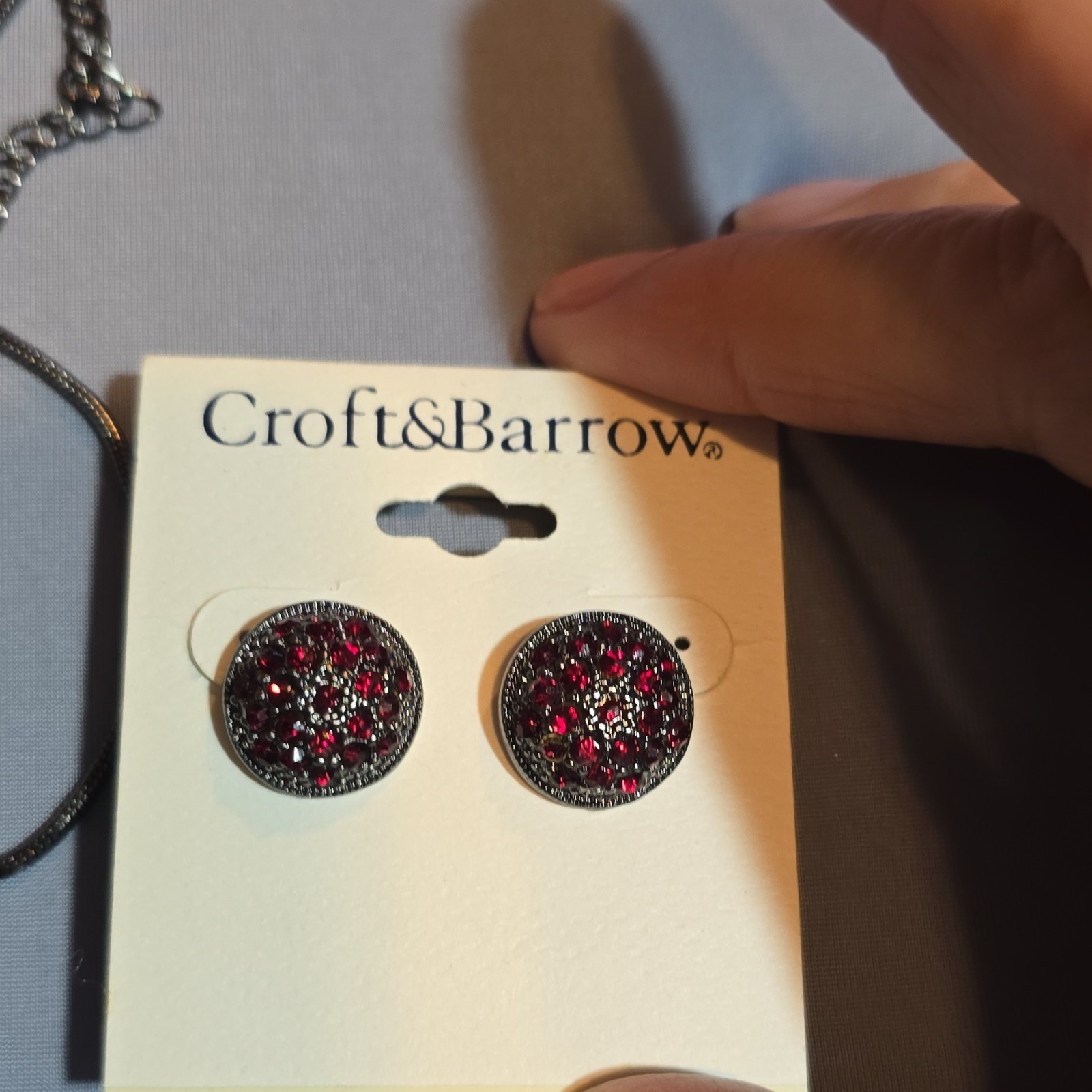 Croft & Barrow Red Crystal Rhinestone Necklace & Earrings Set, Nickel-Free