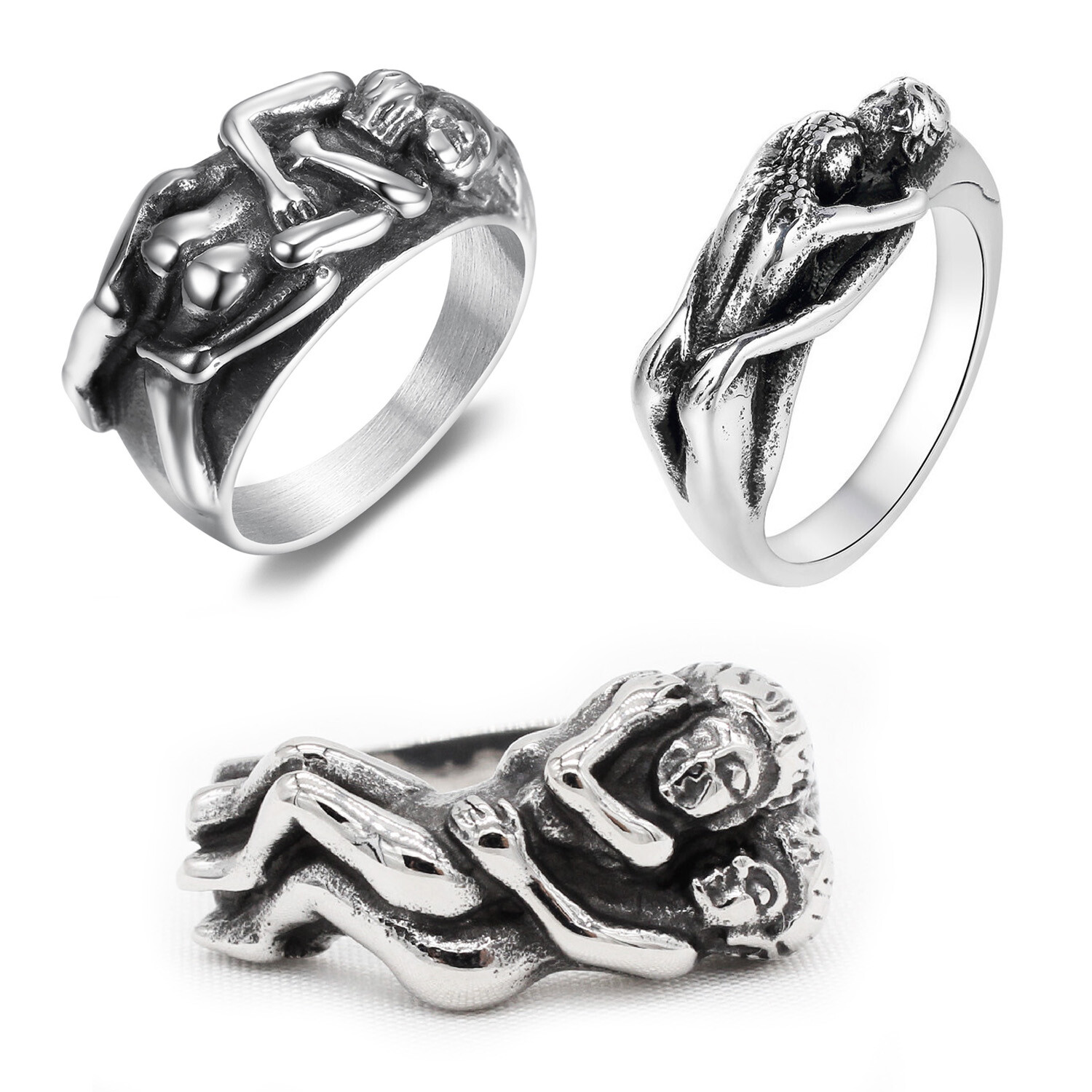 Gothic Different Sexual Position Ring Stainless Steel Unique Men Women Sexy Ring