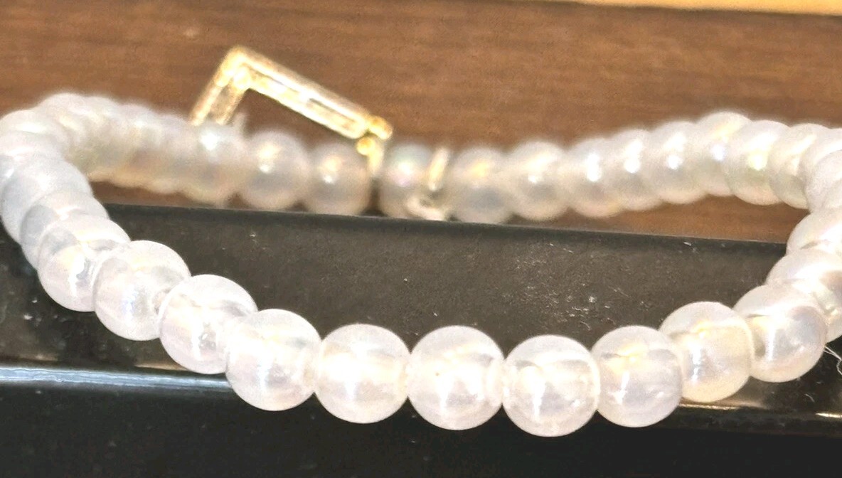 Glass Beaded Charm Bracelet/ Star and Wand/ Fits Size 6 In Wrist