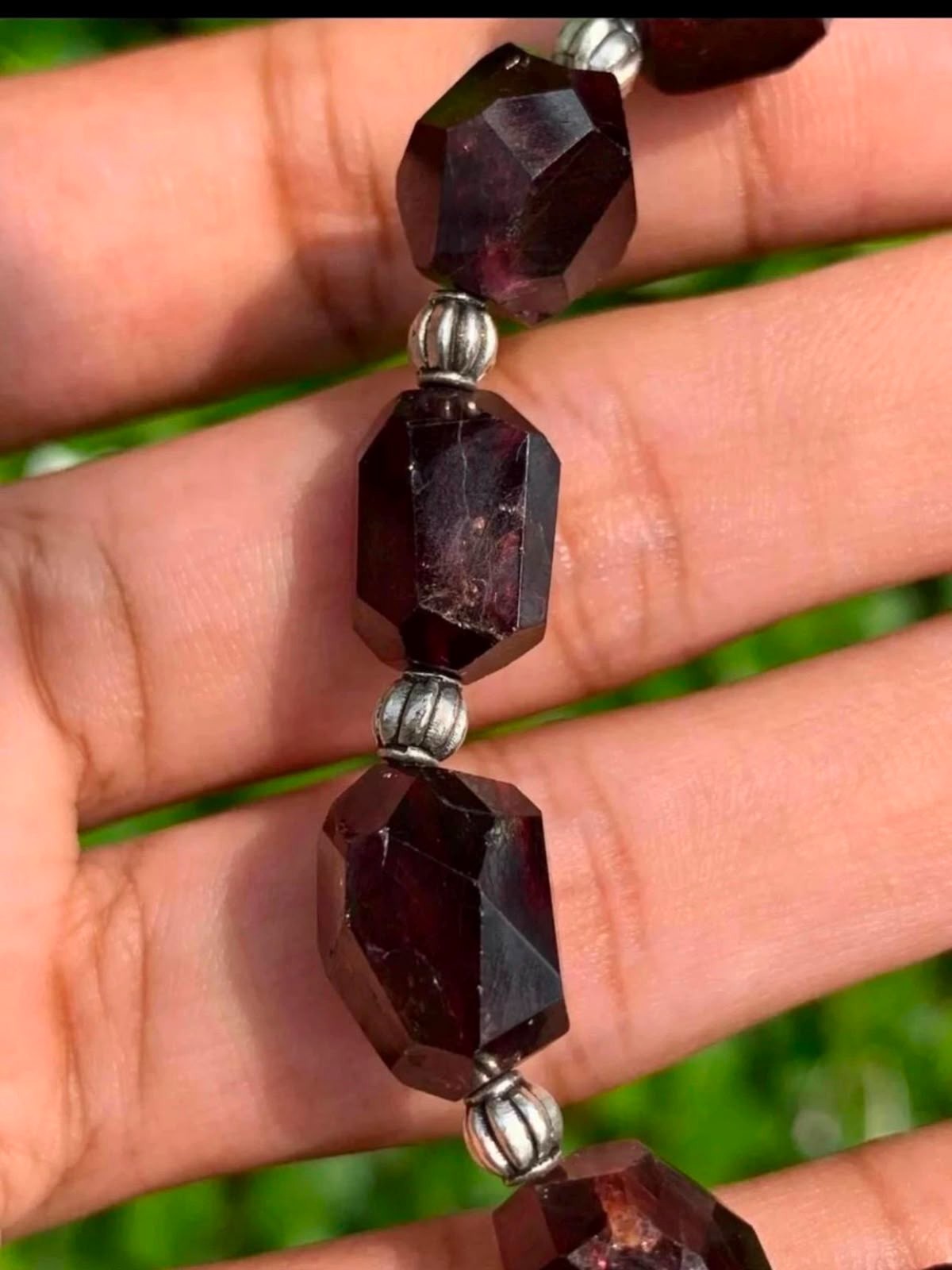 Raw Almandine Garnet Chunk Bracelet Natural Handmade January Birthstone Gift