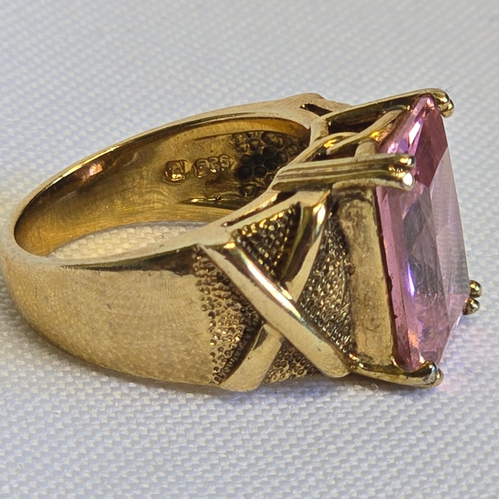Sterling Silver Ring 9.8g Fine Jewelry Size 6.5 Band Pink Stone *READ*