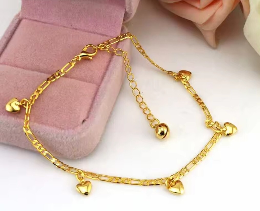 Women’s Fashion Jewelry Solid Heart Ankle Bracelet Sandal Barefoot Anklet