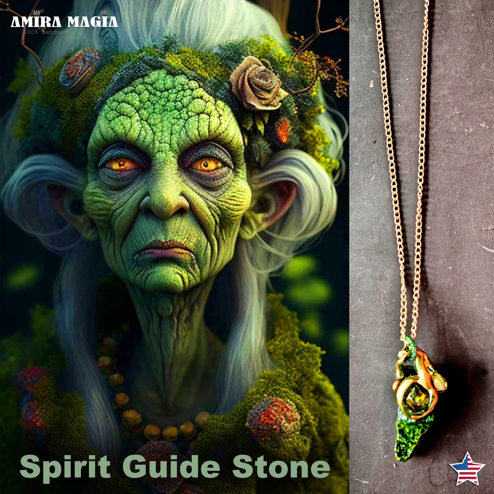 Uncut Gemstone Pendant Necklace Spirit Guide Witch Magic Portal Amulet Raw Stone