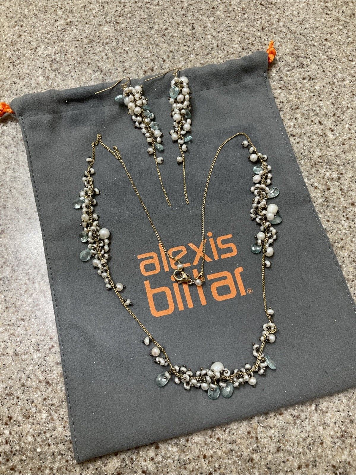 Alexis Bittar Pearl & Other Gemstone Earrings & Matching Necklace Set