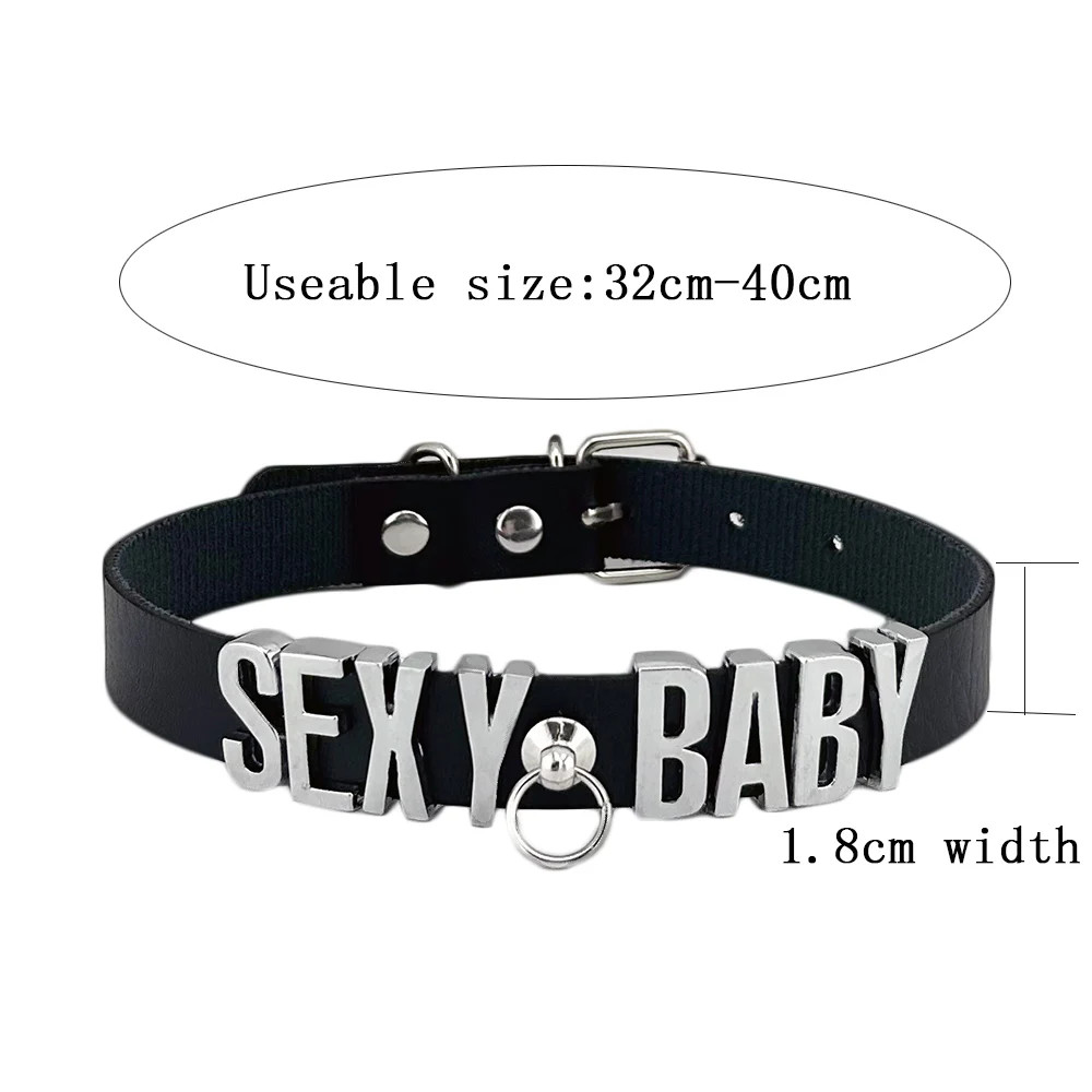 Collar BDSM Gift Pu Leather Custom Choker Necklace Punk DIY Chocker Party Y7