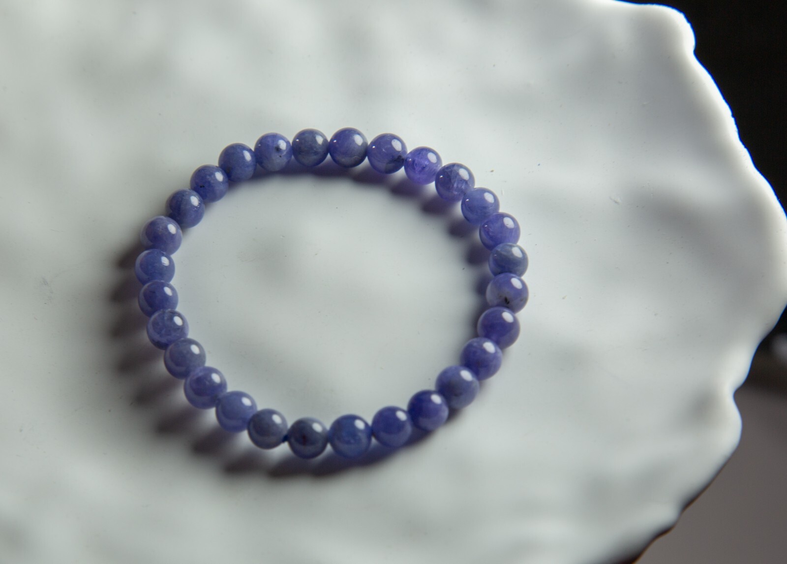 6.8mm Natural Blue Purple Tanzanite Beaded Bracelet | 坦桑石手串
