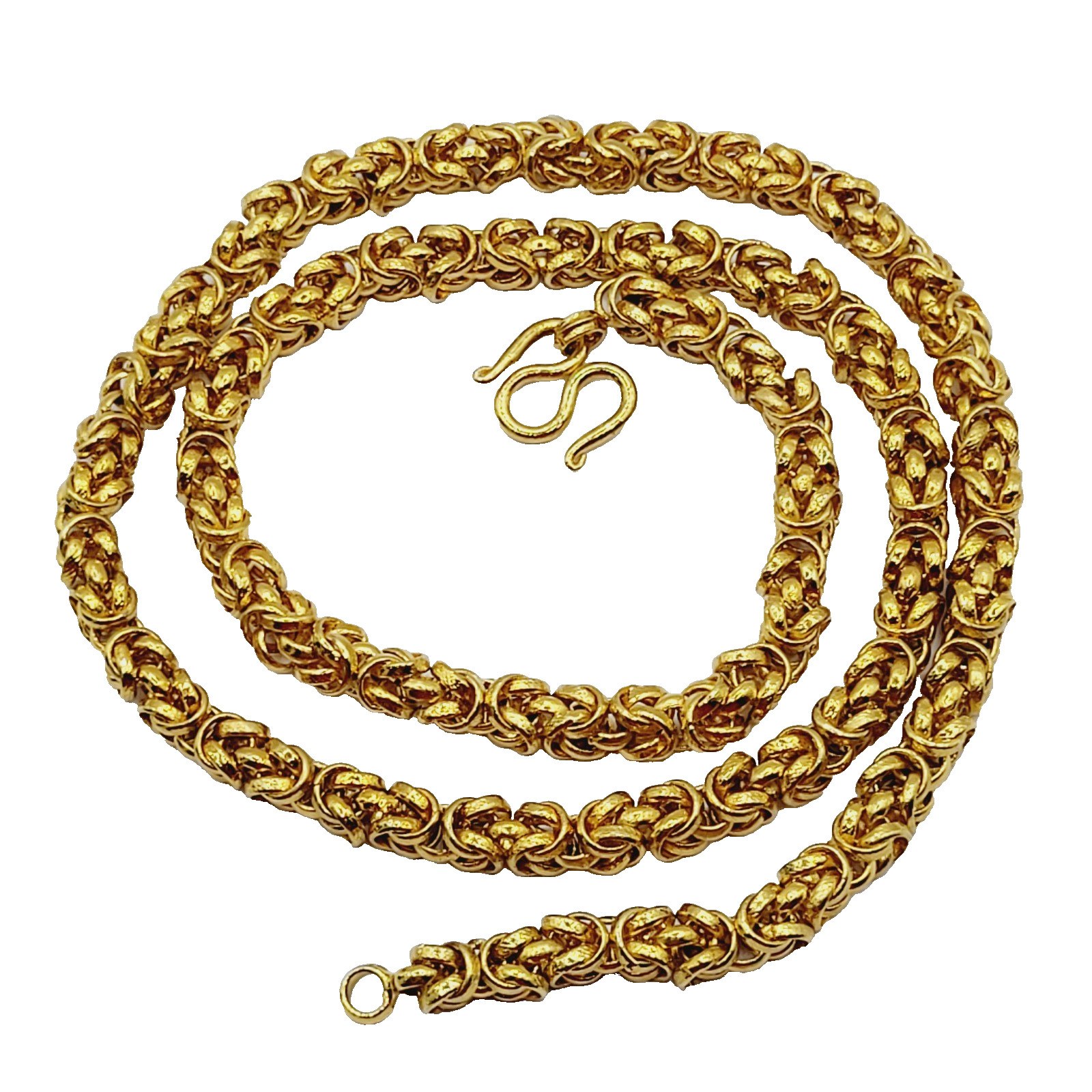Modern Byzantine Chainmaille Style Gold Tone Unisex Necklace S Hook Clasp 24 In