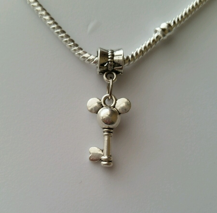 Cartoon Mouse Key Mouse Dangle Silver for European Bracelet Or Clip On Charm
