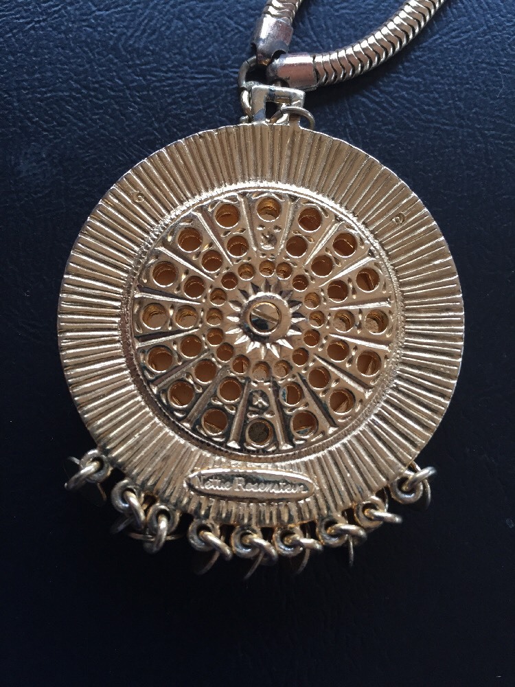 Nettie Rosenstein Vintage GOLD Italian shield COIN PENDANT NECKLACE