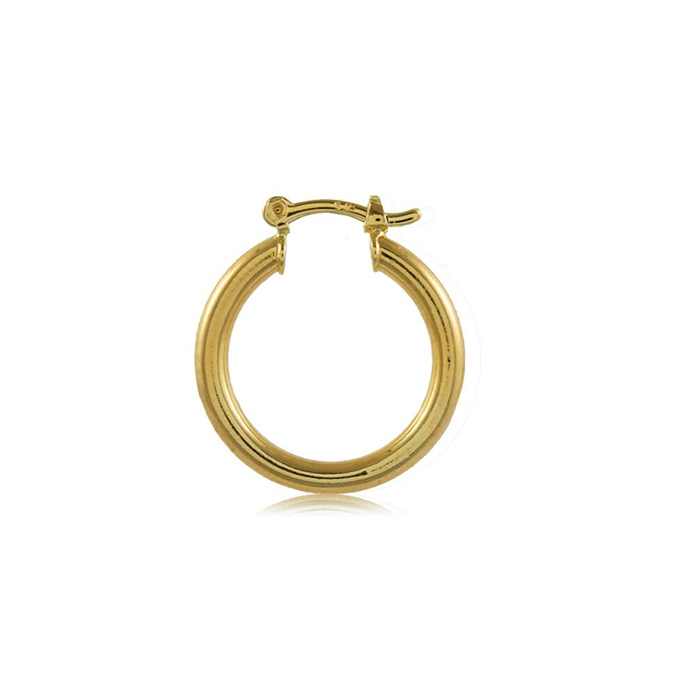 18K Gold Plated Round Hoop Earring diam 20mm/0.8in width 3mm/0.1in