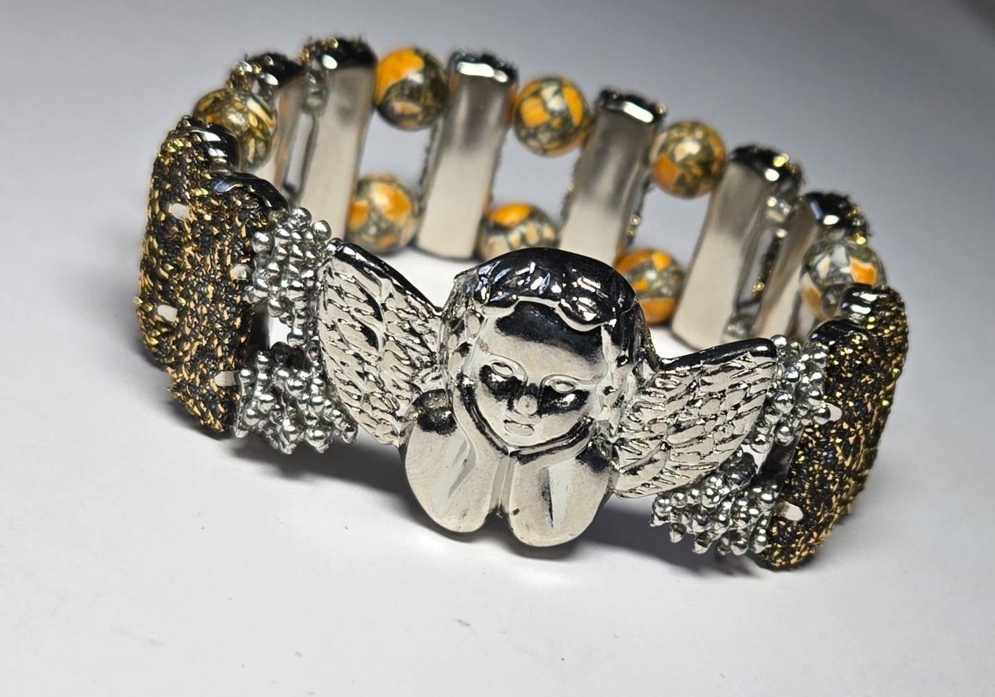 6 Pc Stretch Bracelet Set Mixed Colors Angel Heart Fashion Jewelry Lot for Women
