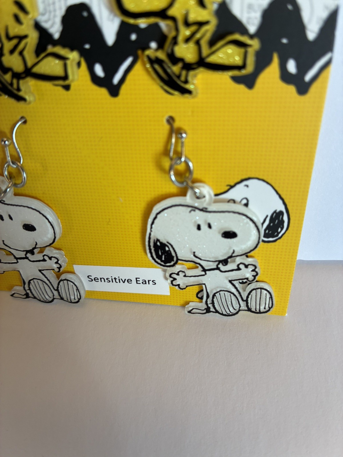 PEANUTS Snoopy Woodstock Dangle Sparkle Earrings 2025 NEW 2 Pair SENSITIVE EARS