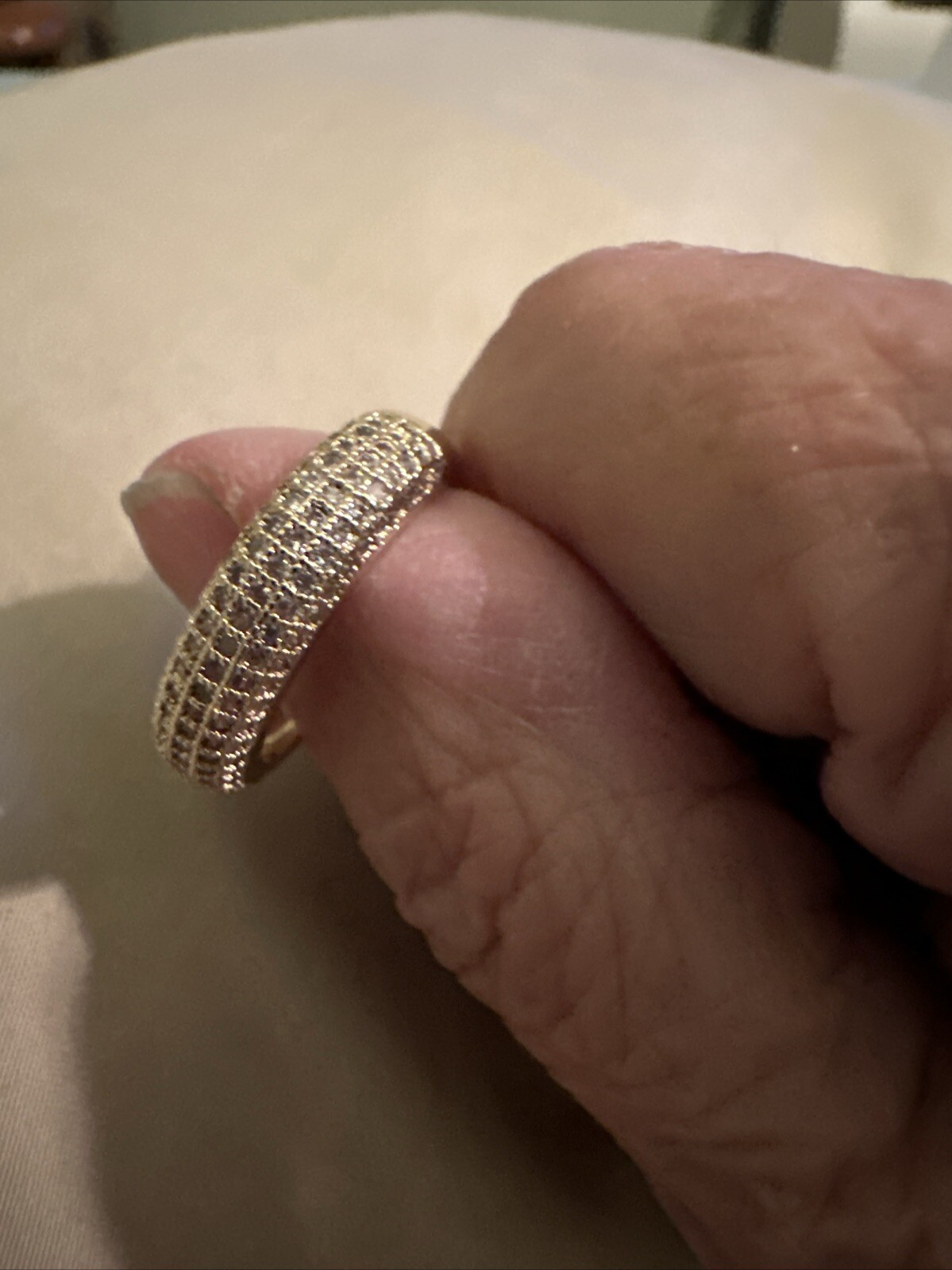 SUGO Classic Gold Band With Cubic Zirconia Stones In A Size 7