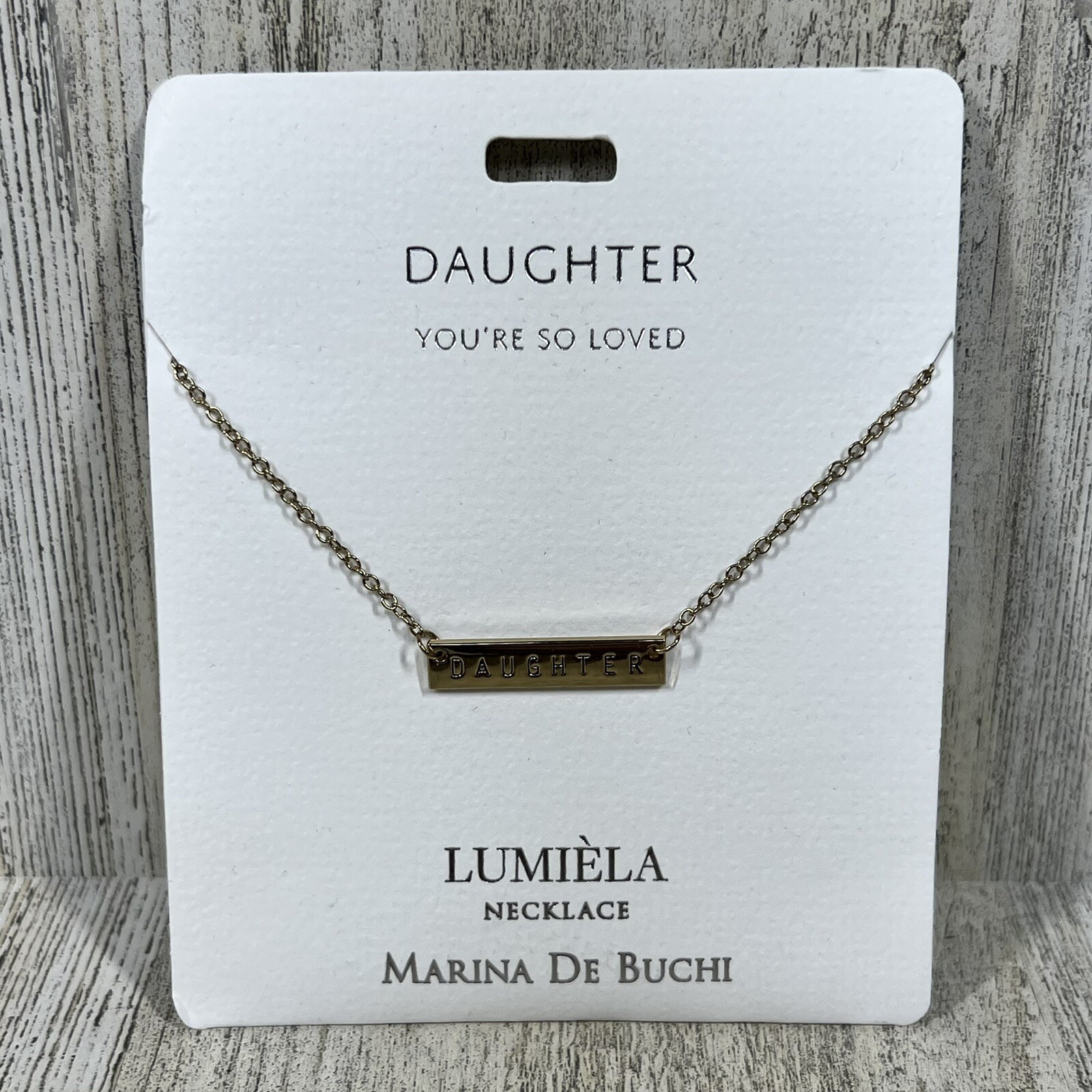 Lumiela “DAUGHTER” Necklace Gold Color 15”-20” Nickel Free Marina De Buchi NEW