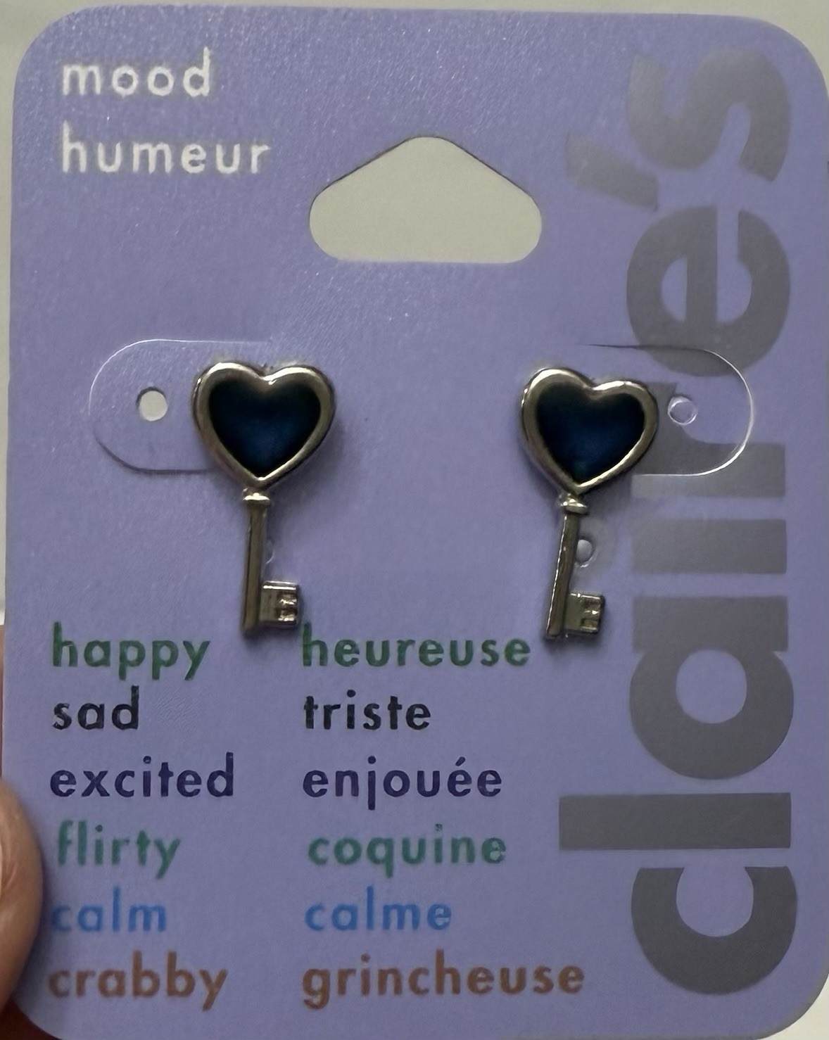 Claire’s Heart Key Mood Earrings Changes Colors