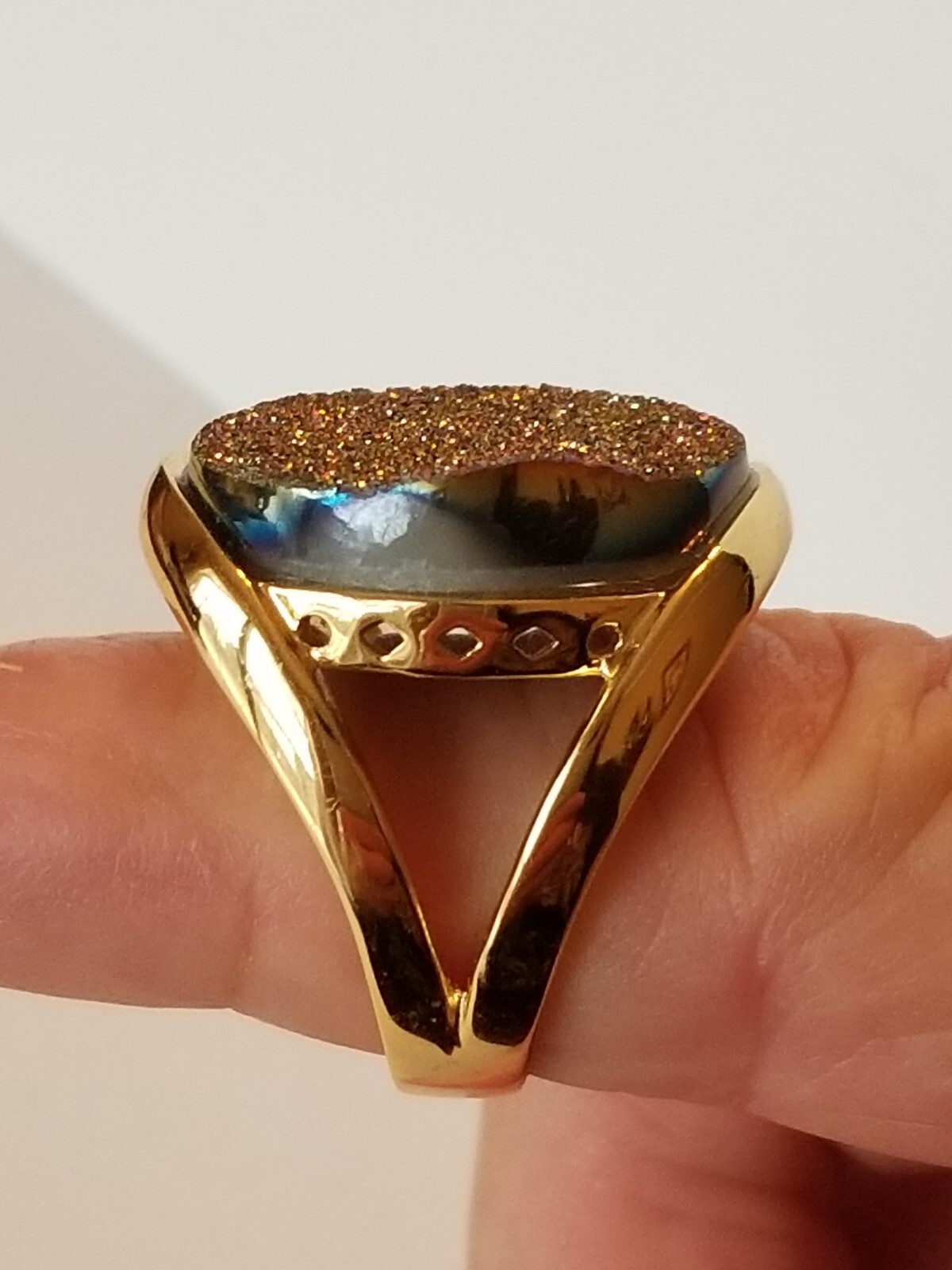 Massive Titanium Druzy Ring Rare Design Itaor Italy Cocktail Ring Size 9